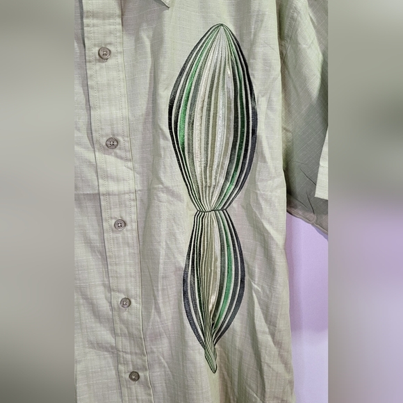 Platini Men's Green NWOT Graphic Short Sleeve Casual Button-Up Shirt Size XL - Picture 5 of 7